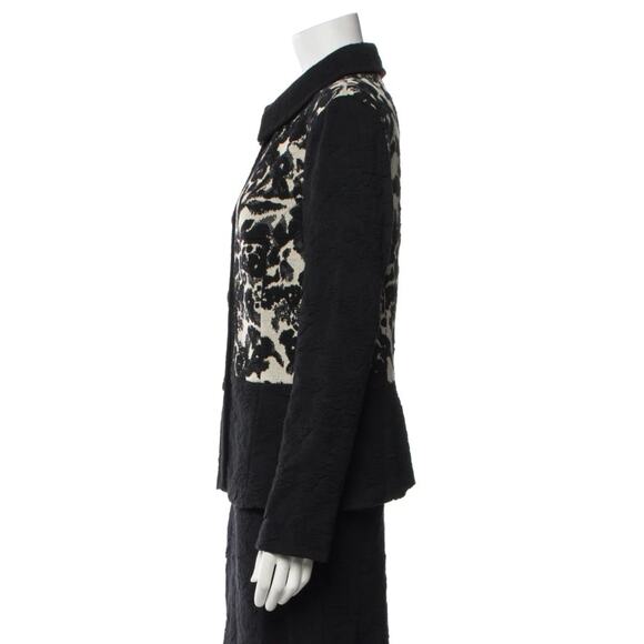 St. John Knit Blazer Jacket Black Cream 10 - Picture 2 of 7